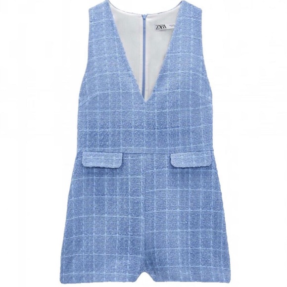 Zara Blue Tweed Romper - Picture 1 of 1